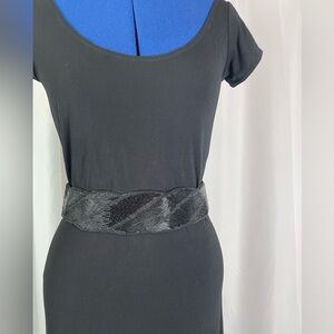 Vintage Beaded Black Belt